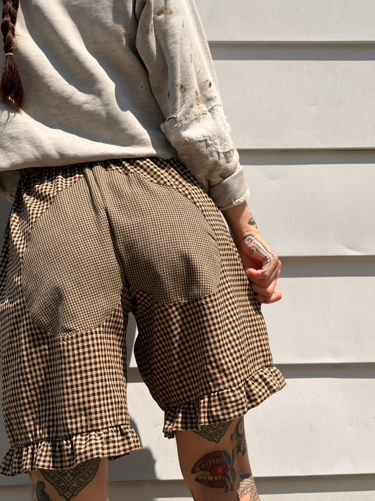 MTO Brown & Black Checkered Heart-Toosh Bloomer Short