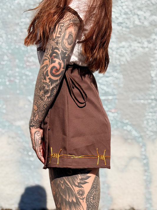 Sun Love X Chain Brown Twill Skort- S Gold