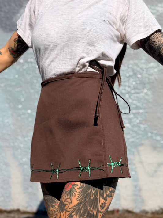 Sun Love X Chain Brown Twill Skort- S Green