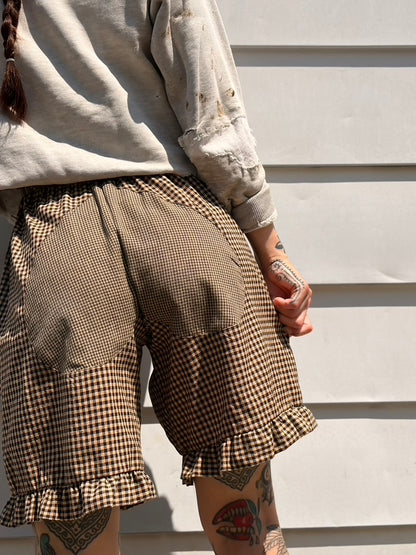 MTO Brown & Black Checkered Heart-Toosh Bloomer Short