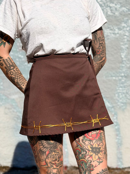 Sun Love X Chain Brown Twill Skort- S Gold