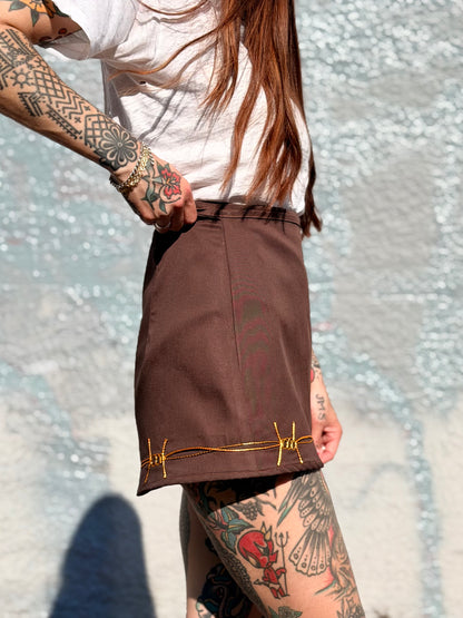 Sun Love X Chain Brown Twill Skort- S Gold