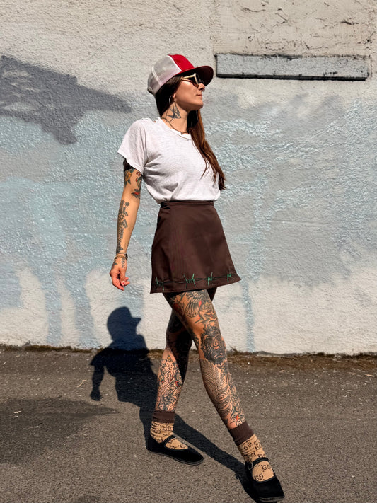 Sun Love X Chain Brown Twill Skort- S Green