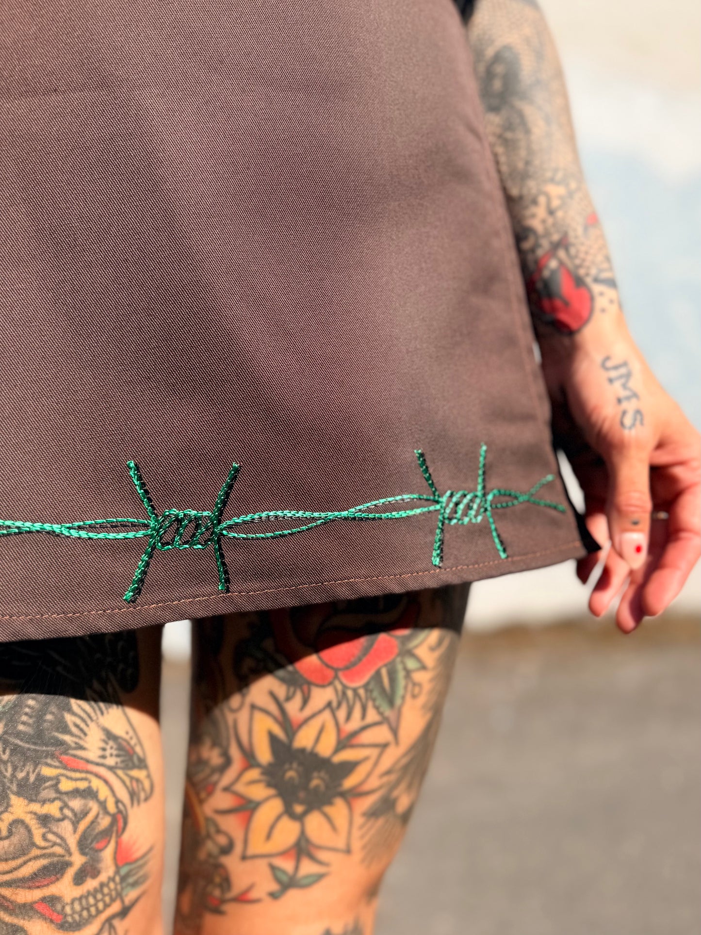 Sun Love X Chain Brown Twill Skort- S Green