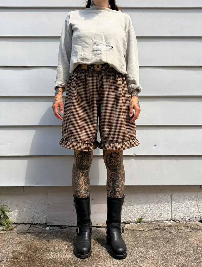 MTO Brown & Black Checkered Heart-Toosh Bloomer Short