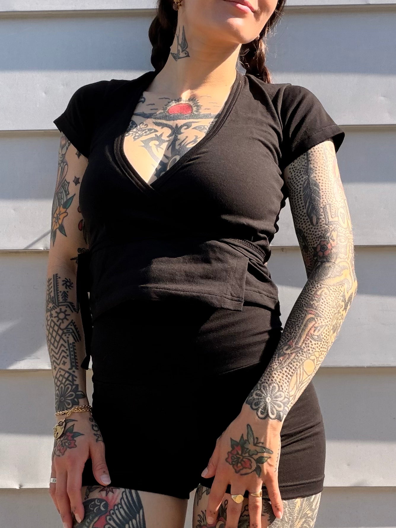 Black Wrap Tee