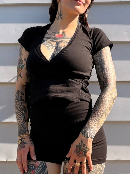 Black Wrap Tee