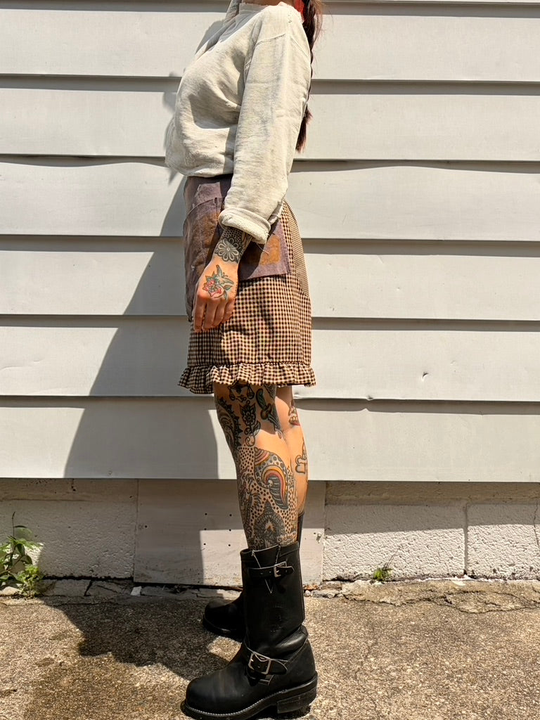 MTO Brown & Black Checkered Heart-Toosh Bloomer Short