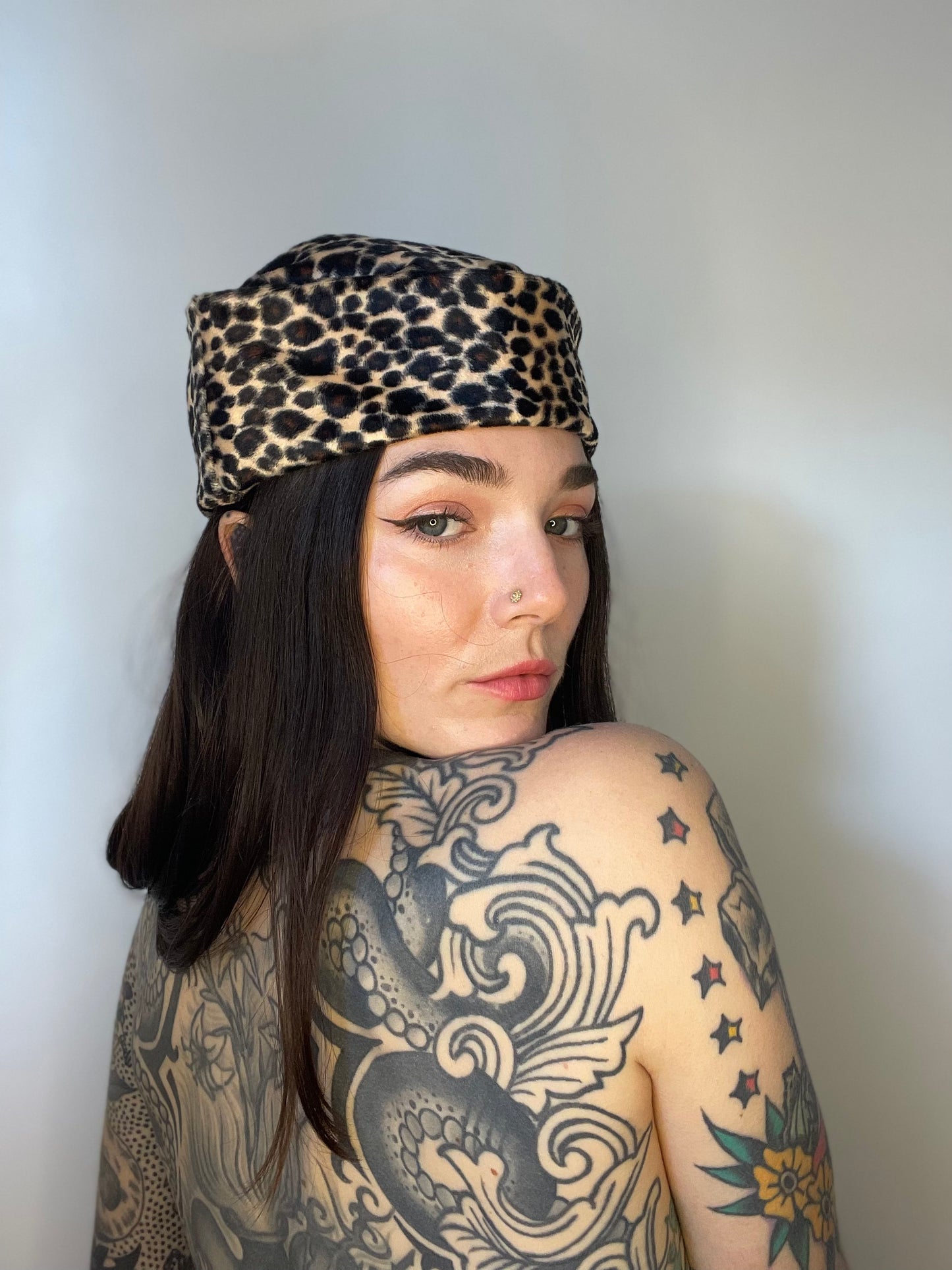 Cheetah Cap with Green Bow
